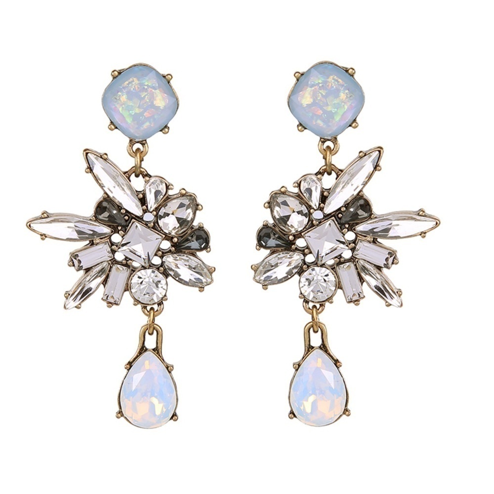 Silvertone Vintage Crystal Statement Earrings